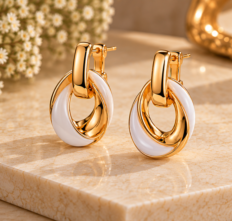 gold and white twisted hoop earrings gold and white twisted hoop earrings